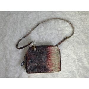 LOGO by Lori Goldstein Embossed Crossbody Handbag Purse Genuine‎ Leather